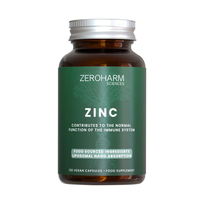 ZeroHarm Liposomal Zinc 17mg â€“ High Absorption for Immune Support & Skin Health â€“ Advanced Liposomal Delivery â€“ Powered by Real Food Ingredients â€“ 120 Vegan Capsules
